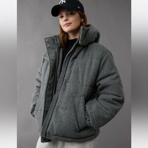 American Eagle Outfitters Women's Checkered Puffer Jacket